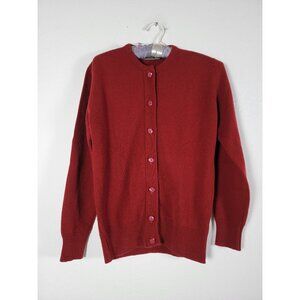 Vintage Trico -Pi Lambswool Cardigan Sweater Red Button-Up
